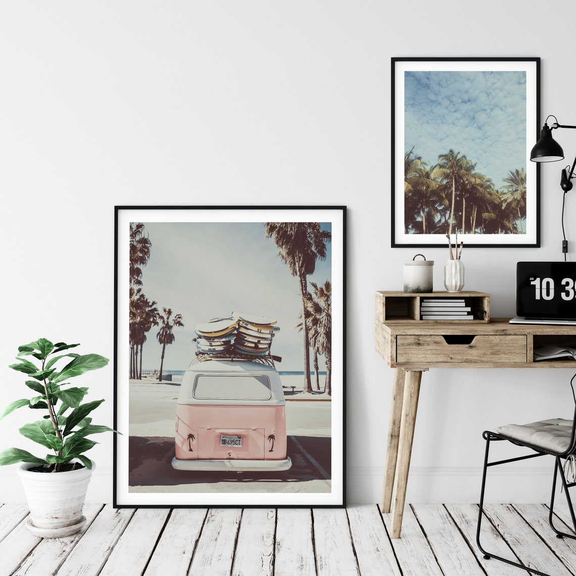 Palm Trees Vintage Blue Sky Tropical Photography Wall Art Poster - Image 4