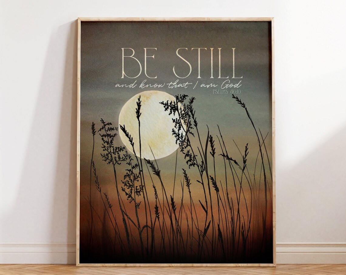Psalm 46:10 Scripture Art Print, Christian Wall Decor