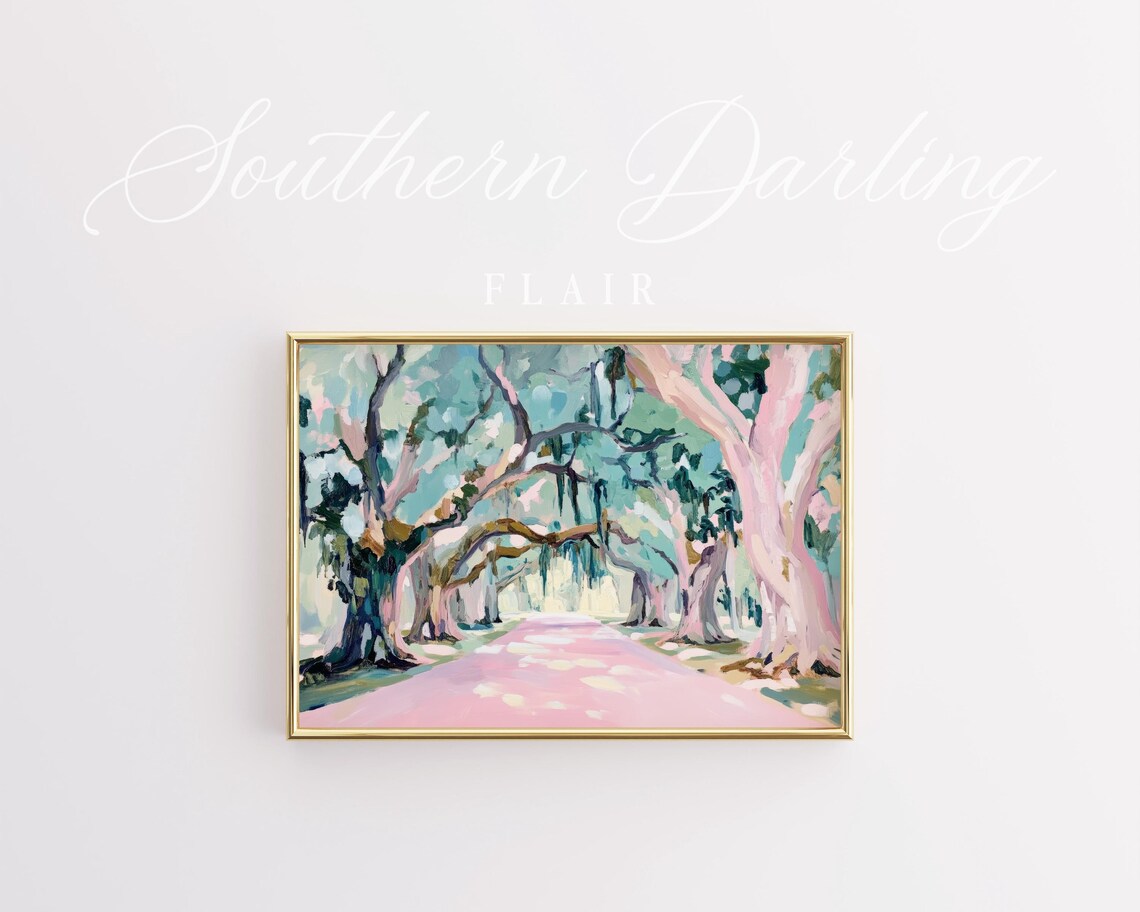 Live Oak Trees Canopy Road, Southern Landscape Art Print - Image 3