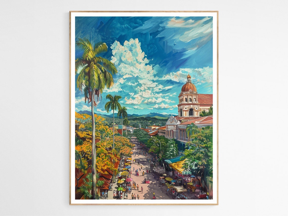 Bacolod City Philippines Vibrant Cathedral Street Painting Poster