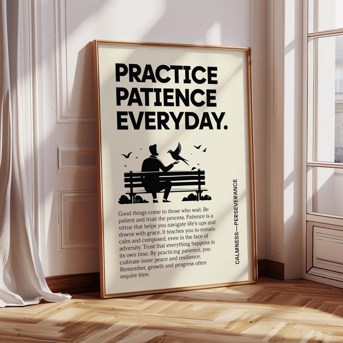 Practice Patience Everyday Calmness Perseverance Quote Poster