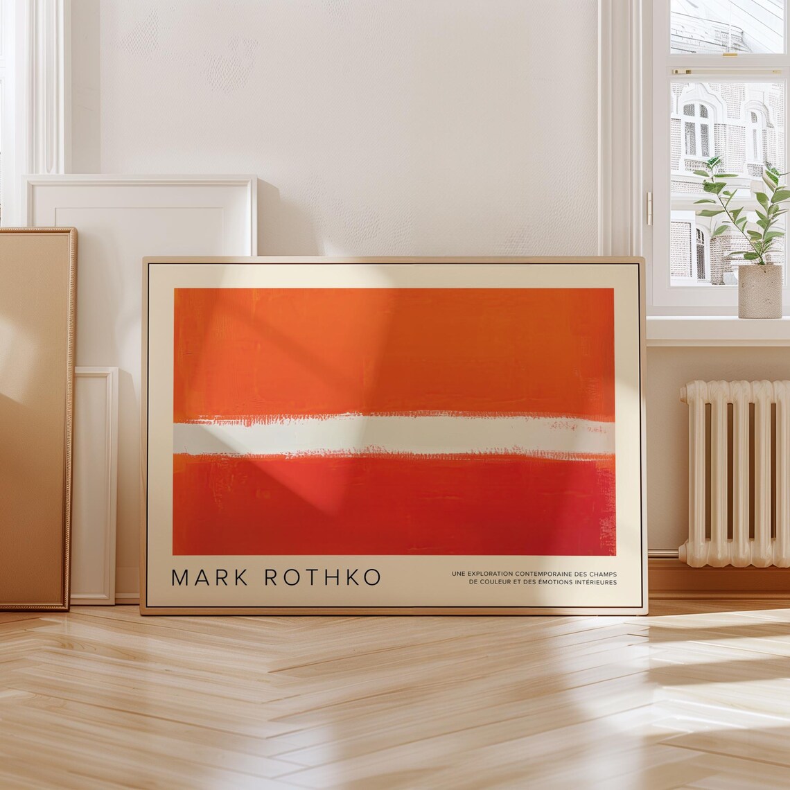Mark Rothko Bold Orange Color Block with a White Band Poster - Image 3