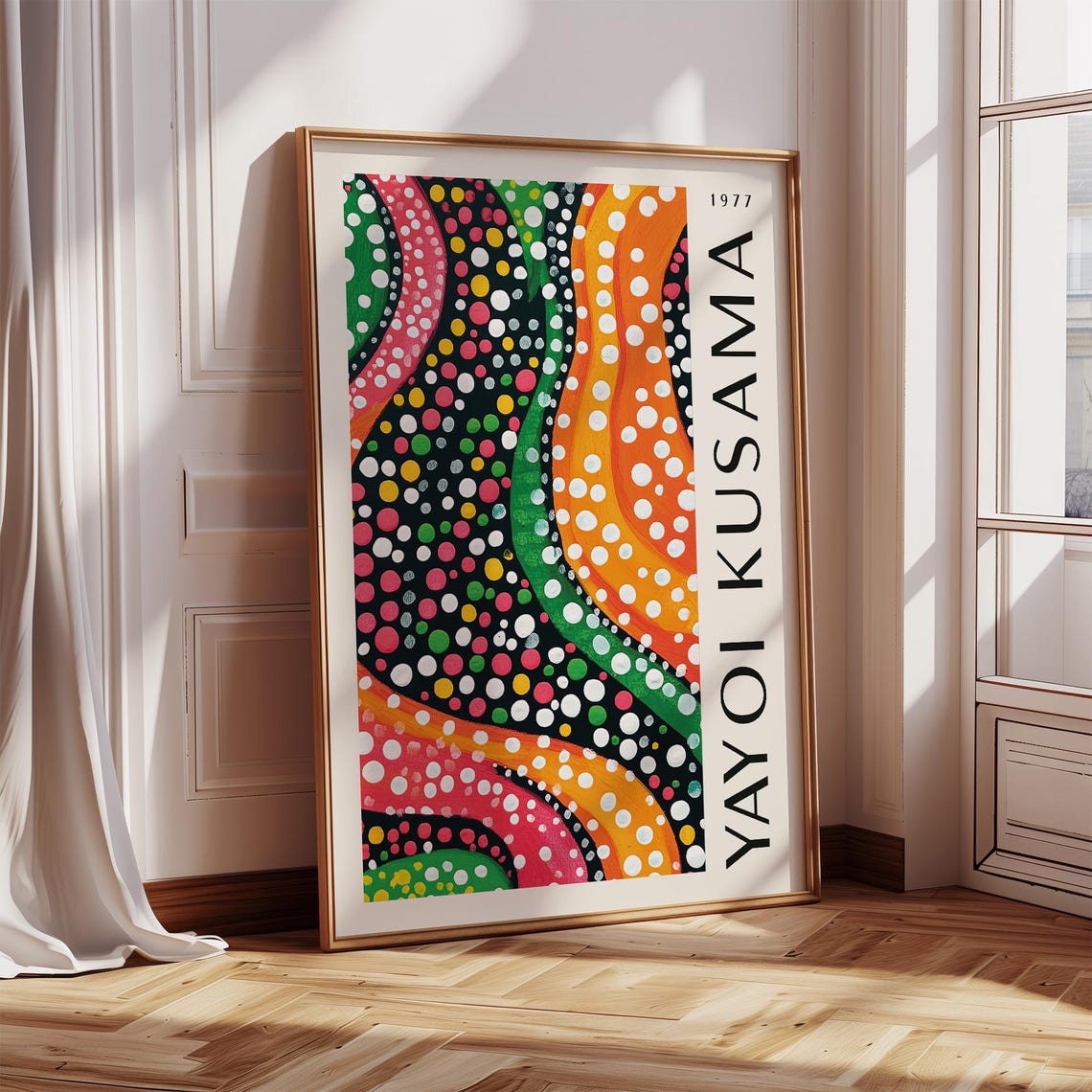 Yayoi Kusama 1977 Polka Dot Wave Swirl Colorful Abstract Art Poster