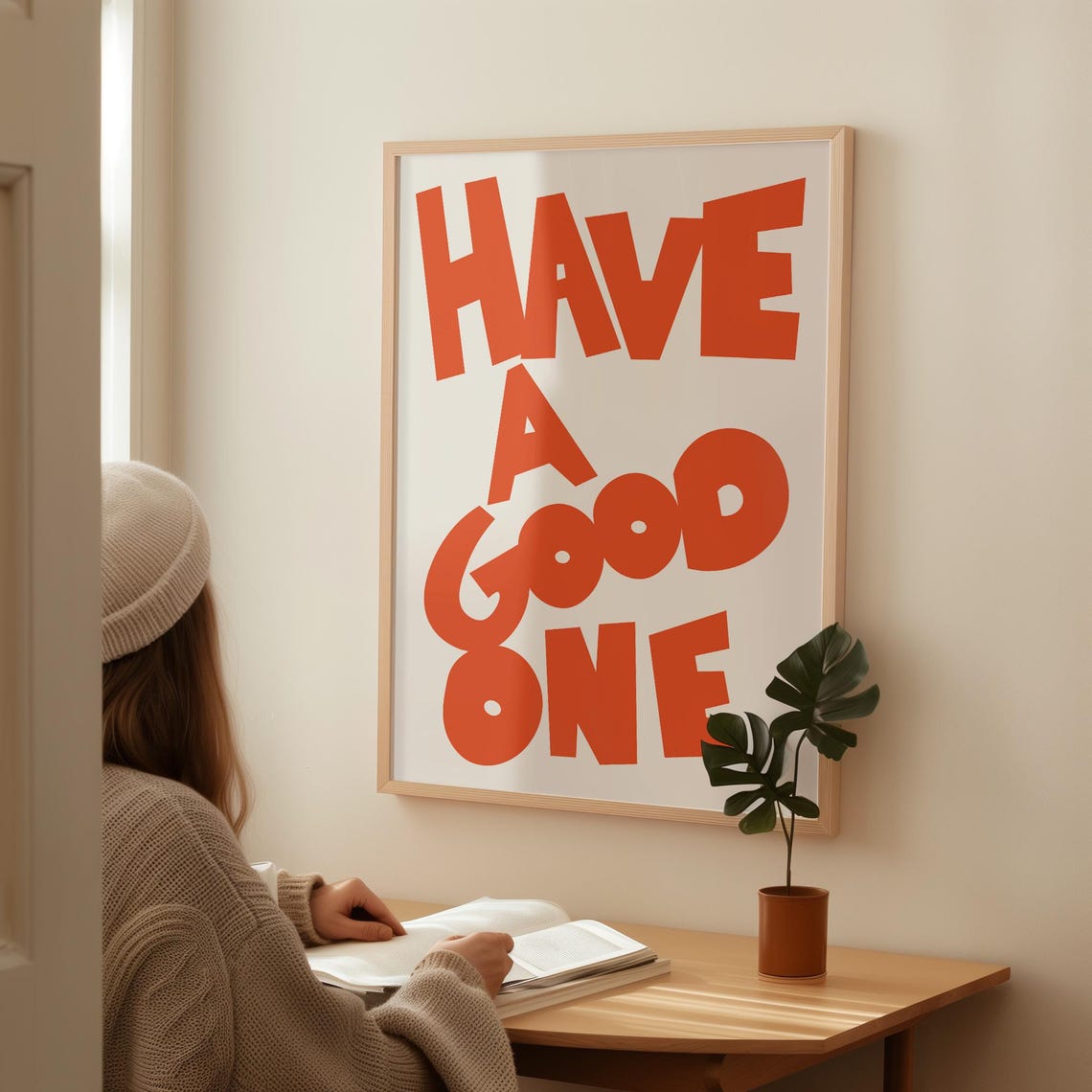 Have a Good One Orange Retro Typography Positive Quote Wall Art - Image 3