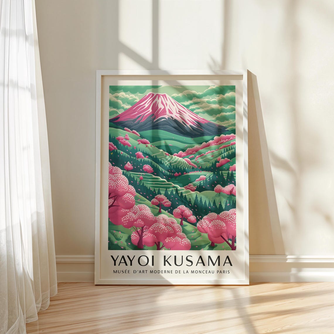 Yayoi Kusama Pink Mount Fuji Cherry Blossom Spring Landscape Poster - Image 3