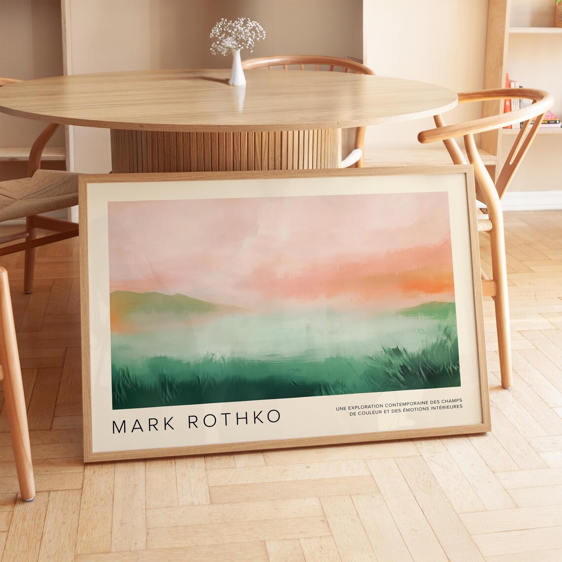 Mark Rothko Soft Pastel Green Misty Abstract Landscape Poster - Image 2