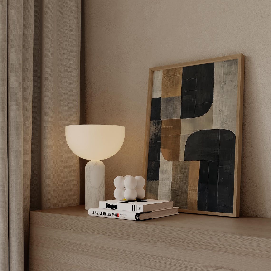 Geometric Gold Black Beige Blocks Modern Abstract Style Poster - Image 2