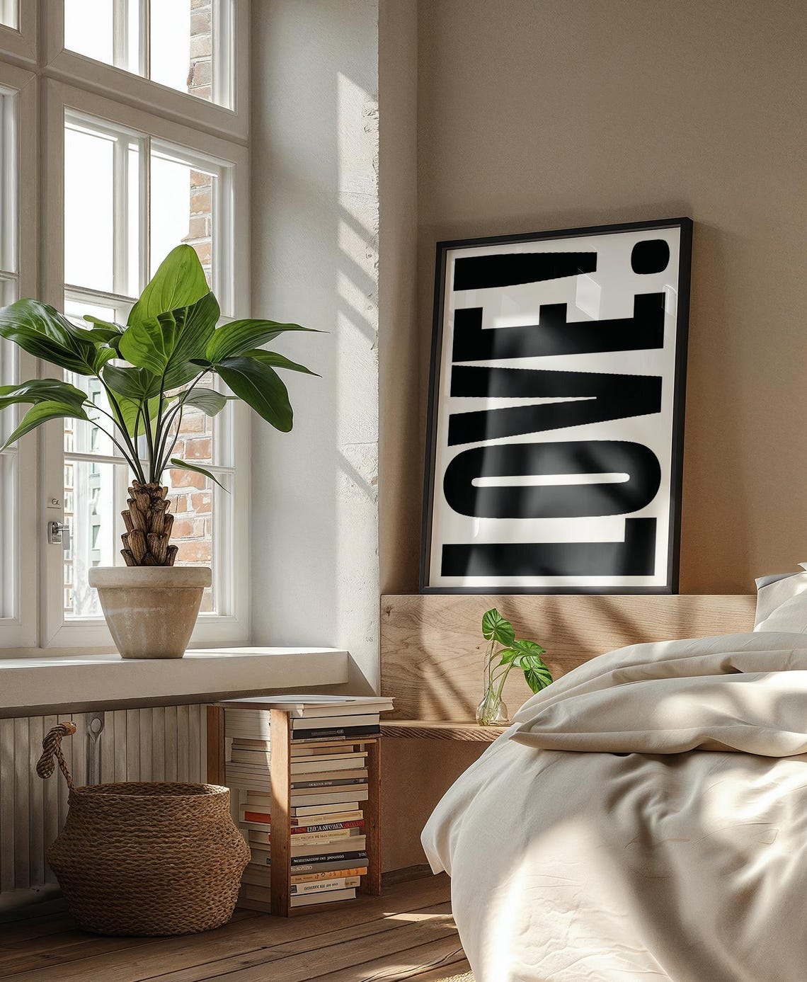 Love Bold Typography Poster White Minimalist Romantic Word Wall Decor - Image 3