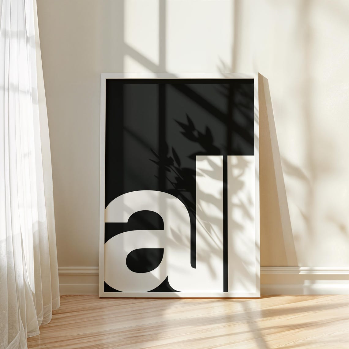Black White Minimalist Typography Al Letter Art Poster Modern Decor