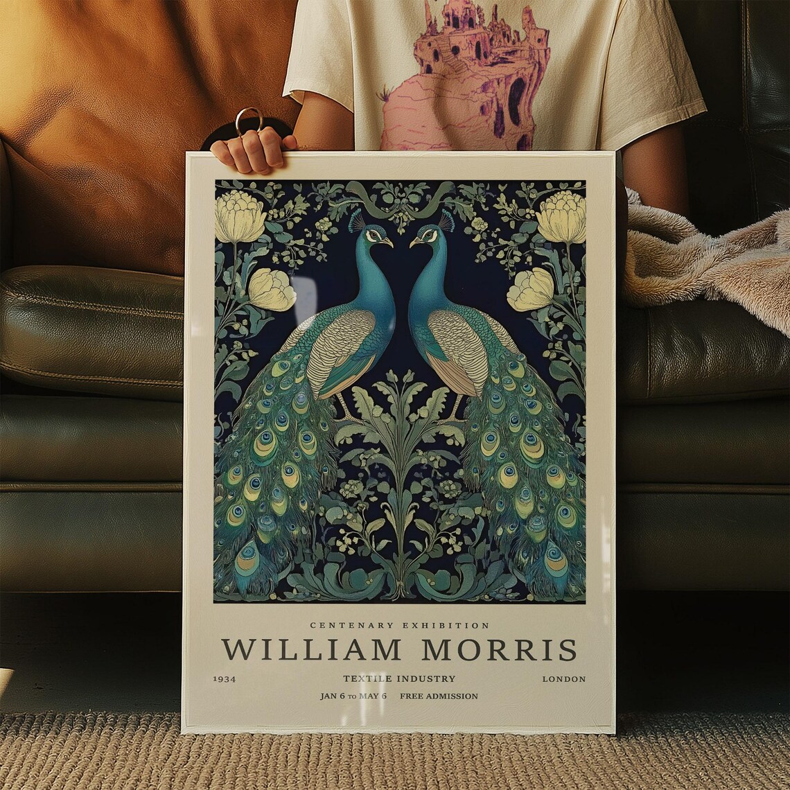 Vintage Peacock Art Print, William Morris Inspired - Image 3
