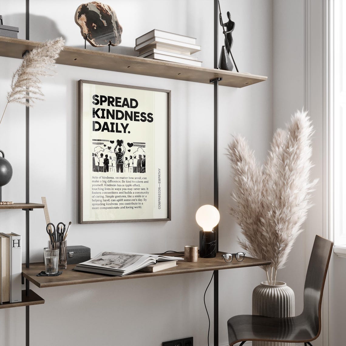 Spread Kindness Daily Compassion Empathy Inspirational Quote Poster - Image 2