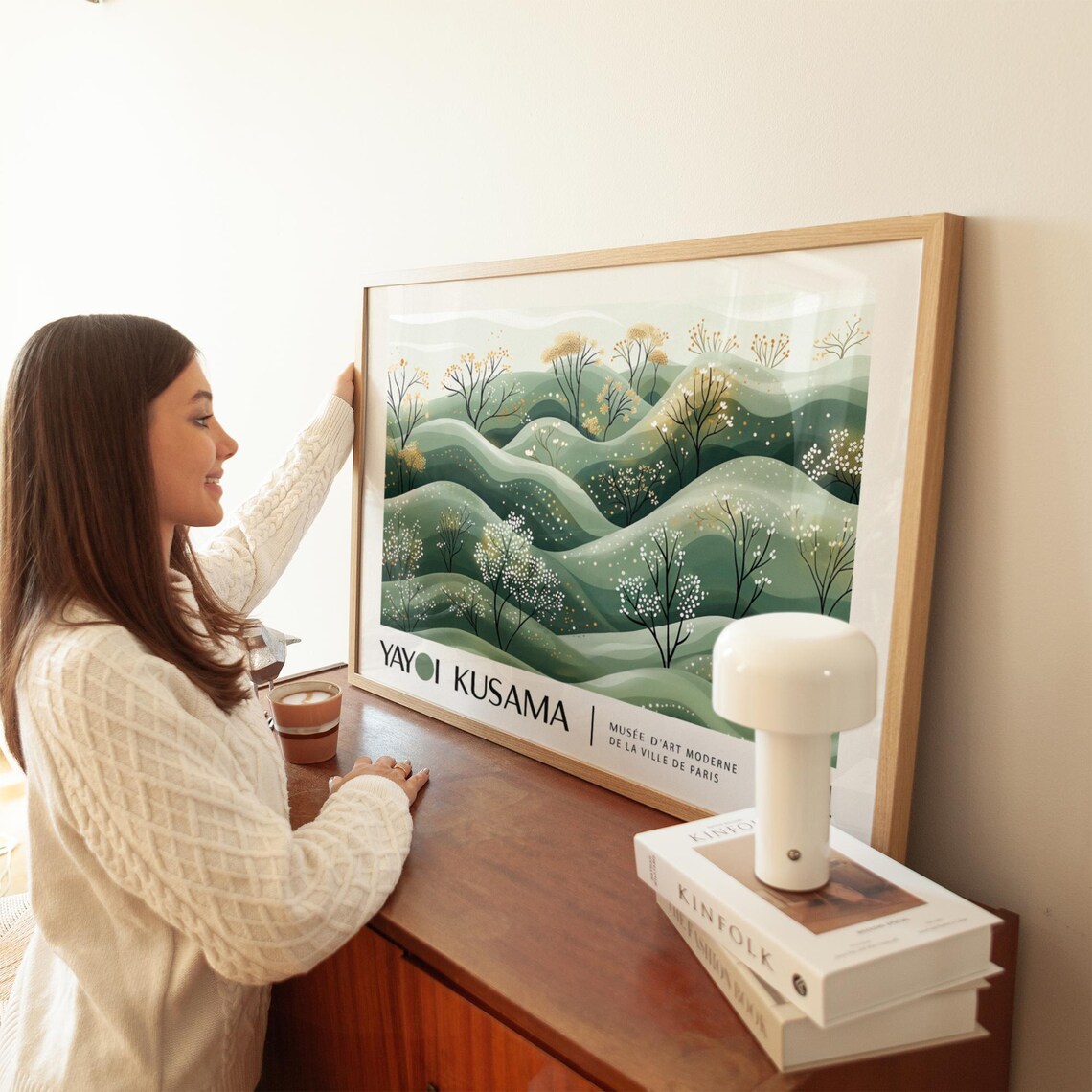 Yayoi Kusama Rolling Green Hills Trees Dot Art Landscape Style Poster - Image 2