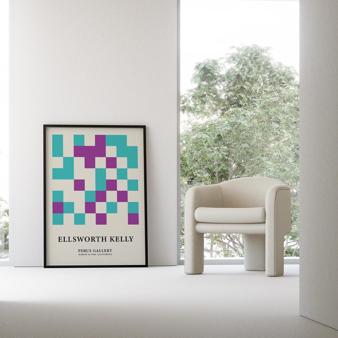 Ellsworth Kelly Teal Purple Grid Modern Abstract Pattern Poster - Image 4