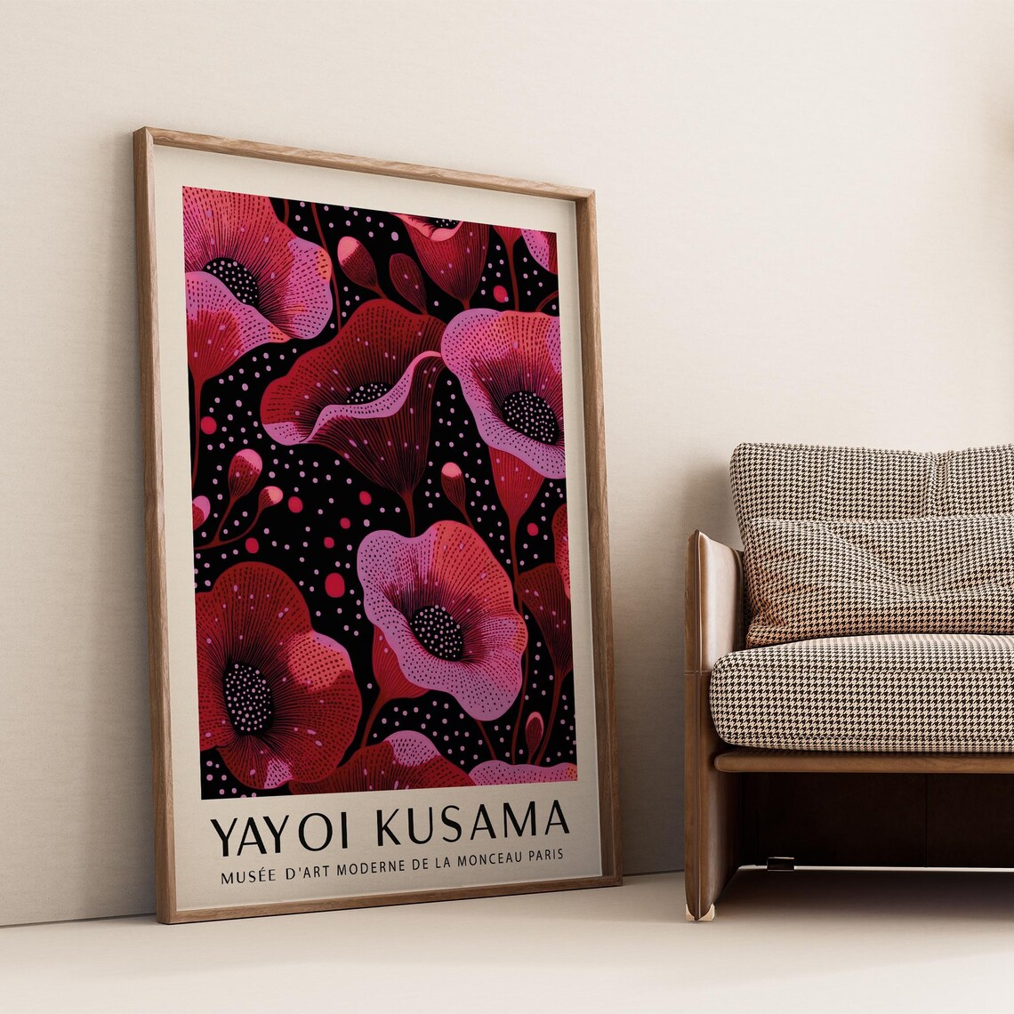 Yayoi Kusama Red Pink Poppies Black Dotted Floral Paris Art Poster - Image 4