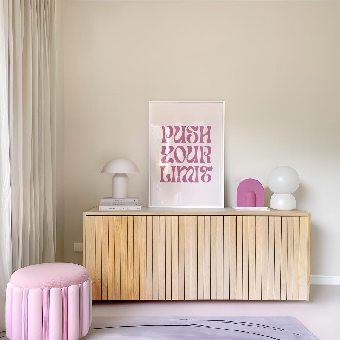 Push Your Limit Retro Pink Typography Motivational Quote Poster - Image 4