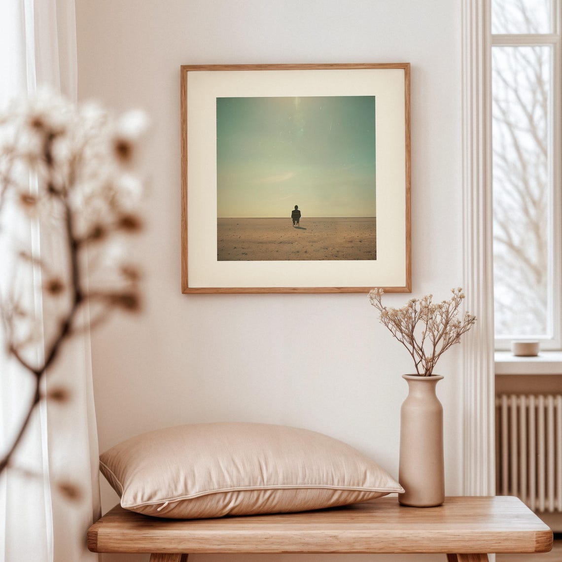 Surreal Solitude Wall Art Minimalist Desert Dreamscape Print Conceptual Modern Poster Abstract Existential Artwork Futuristic Decor - Image 3