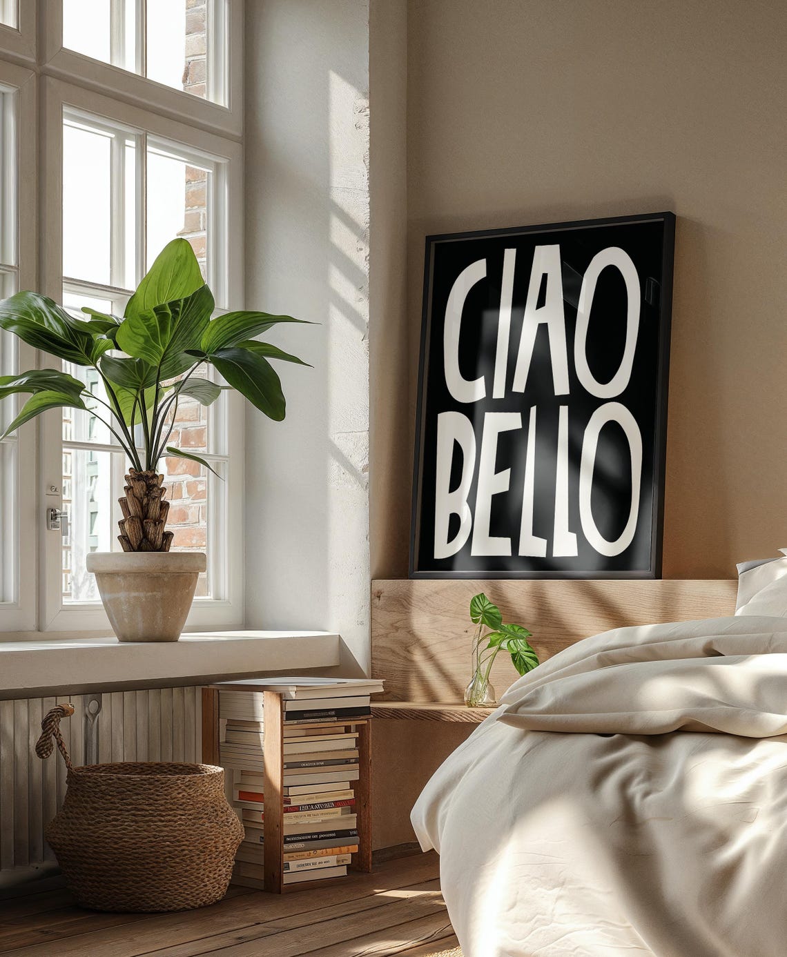 Ciao Bello Bold Typography Black And White Minimalist Style Poster - Image 2