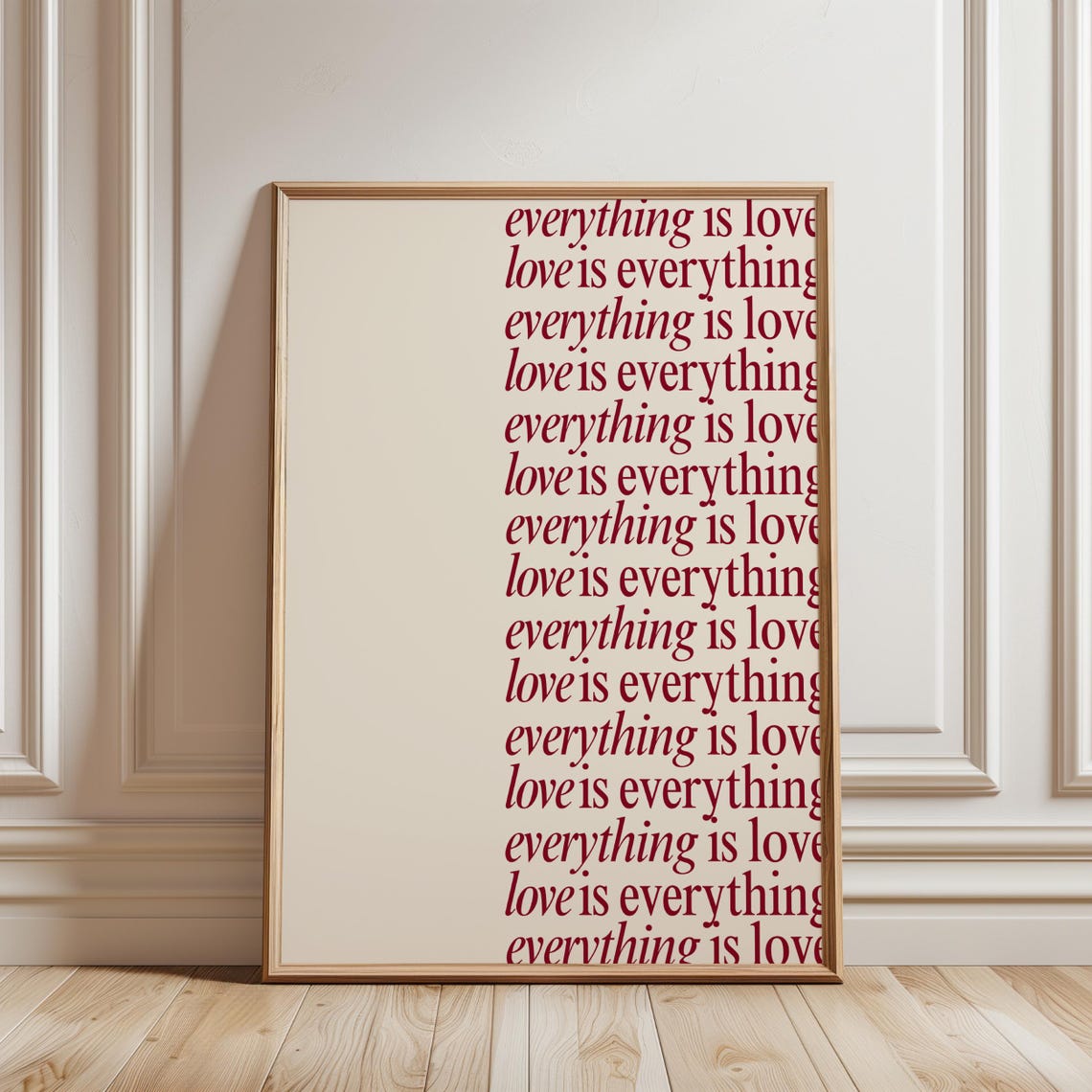 Everything Is Love Red Typography Affirmation Love Wall Poster