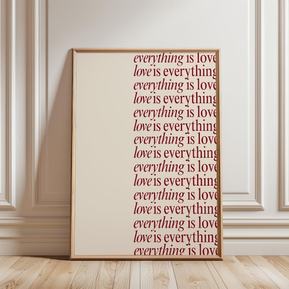 Everything Is Love Red Typography Affirmation Love Wall Poster