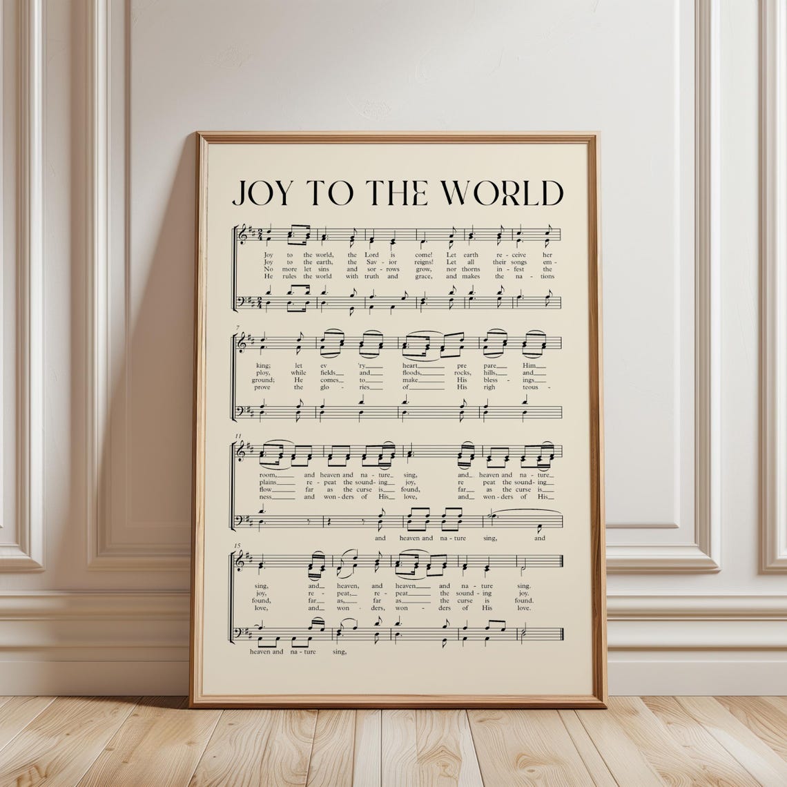 Joy To The World Vintage Christmas Carol Sheet Music Hymn Poster