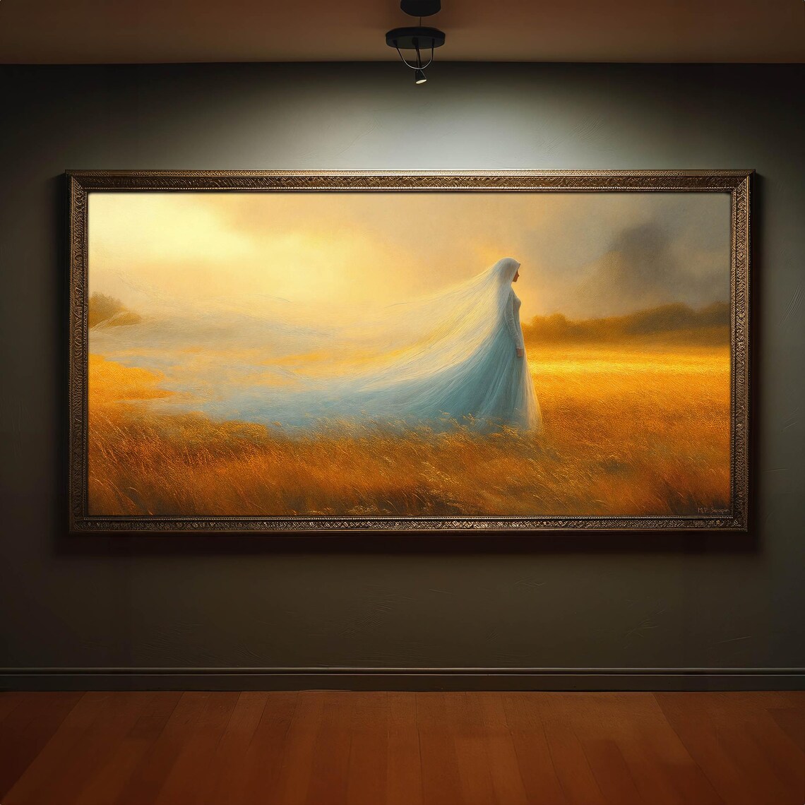 Veiled Bride In Golden Field Panoramic Heavenly Betrothal Catholic Poster - Image 5