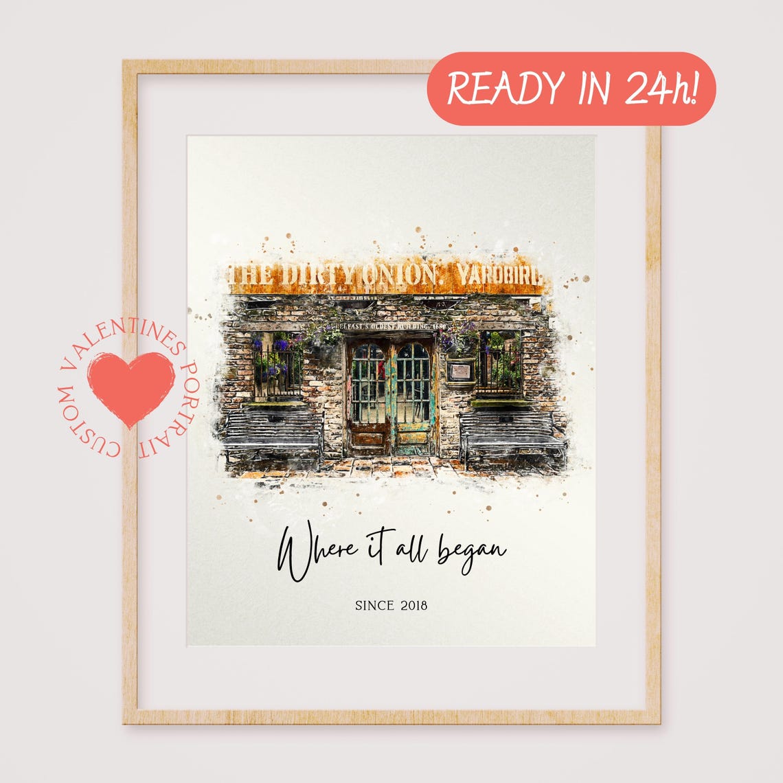 Where It All Began Irish Pub Watercolor Venue Portrait Poster