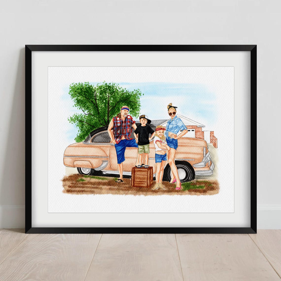 Family Easter Gift Personalized Family Portrait Painting Custom Drawing Anniversary Keepsake First Mothers Day First Fathers Day Gift