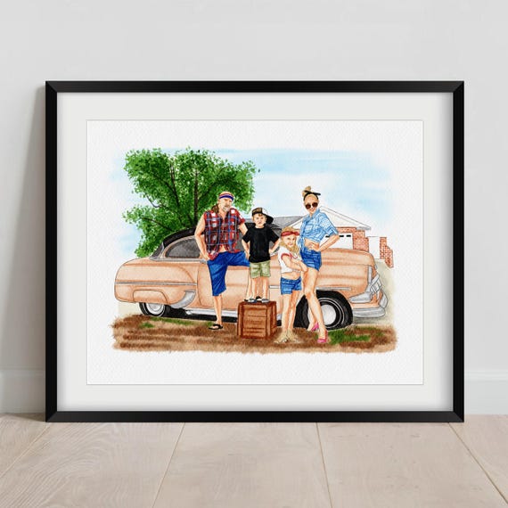 Family Easter Gift Personalized Family Portrait Painting Custom Drawing Anniversary Keepsake First Mothers Day First Fathers Day Gift