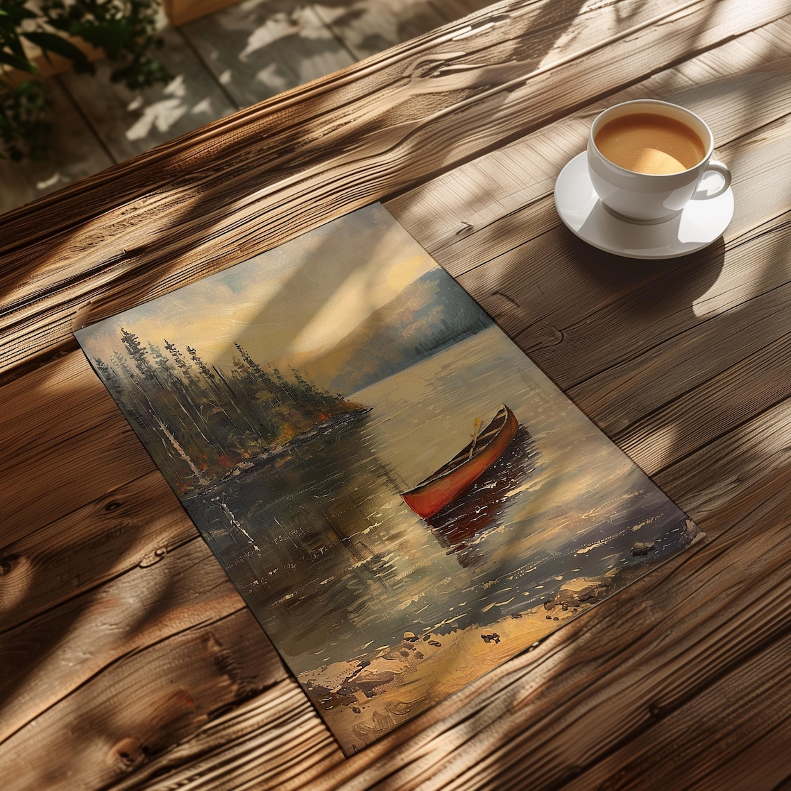 Vintage Canoe in the Lake, Rustic Travel Poster - Image 2