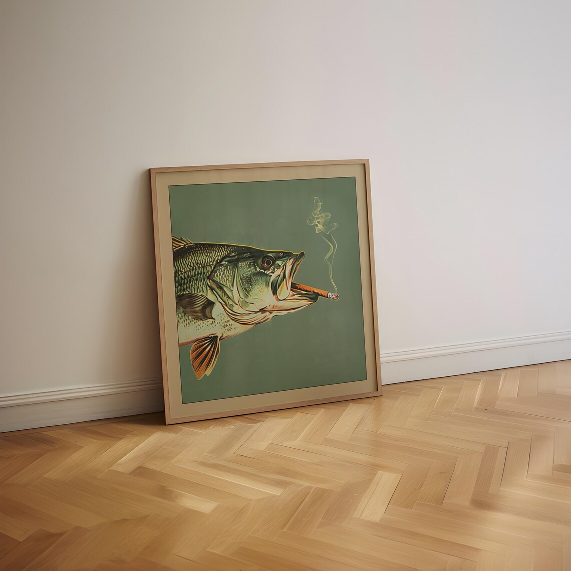Bass Smoking A Cigarette Vintage Retro Art Print - Image 5