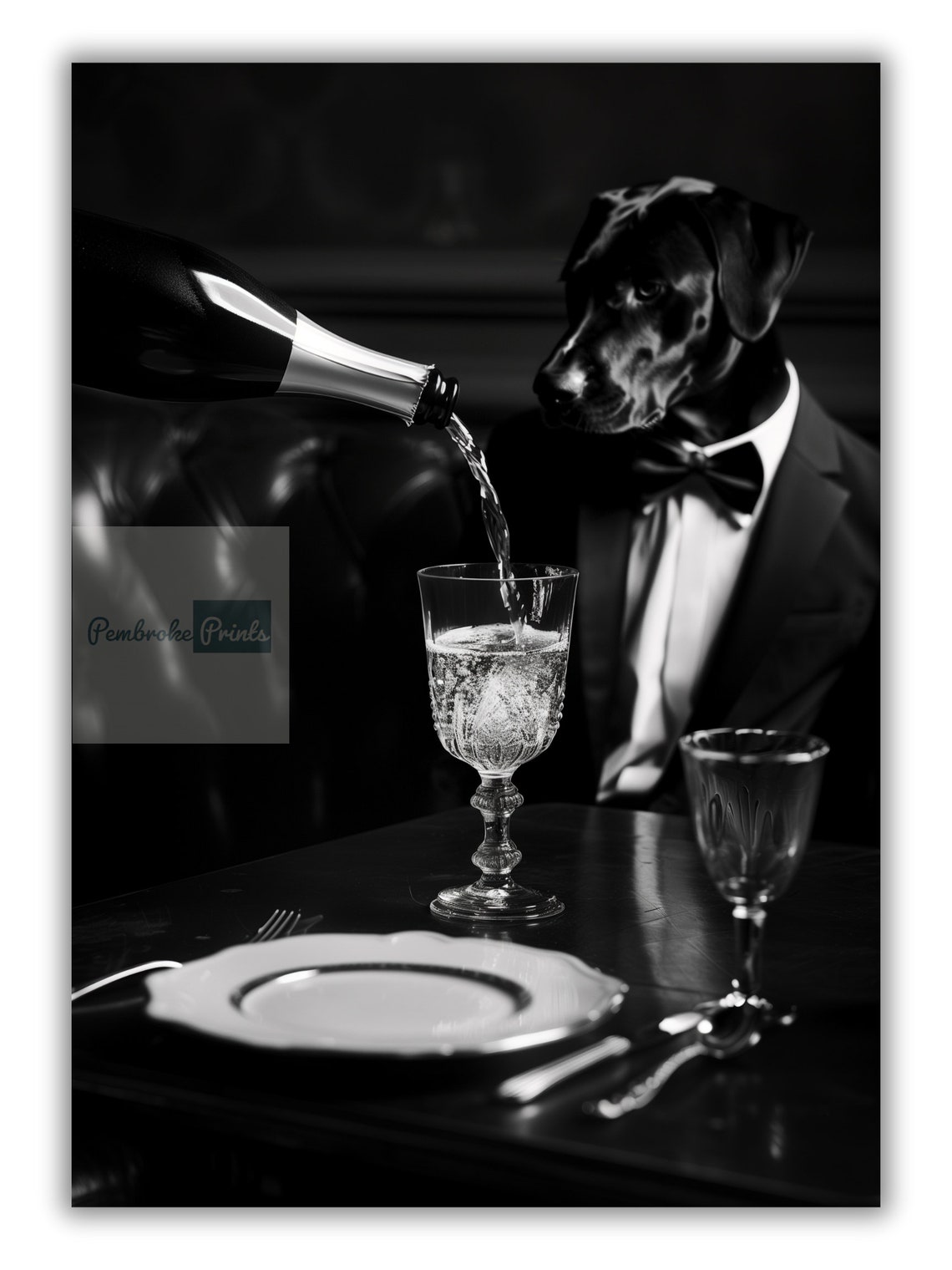 Black Lab in Tuxedo Champagne Funny Dog Poster for Dog Lovers - Image 3