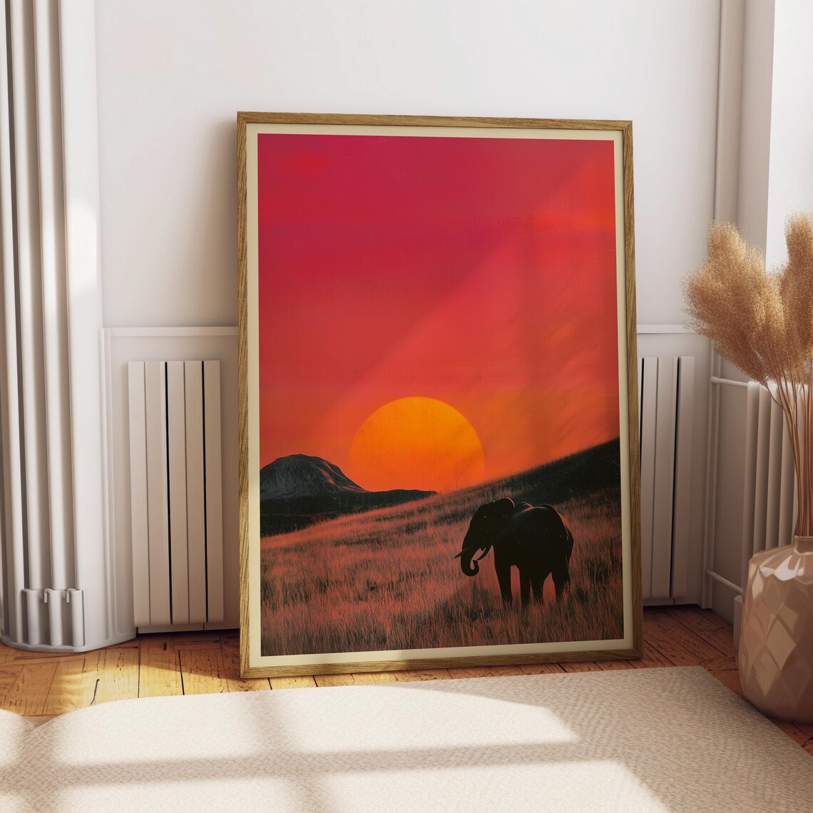 Vintage Lone Elephant in African Savannah, Poster - Image 5