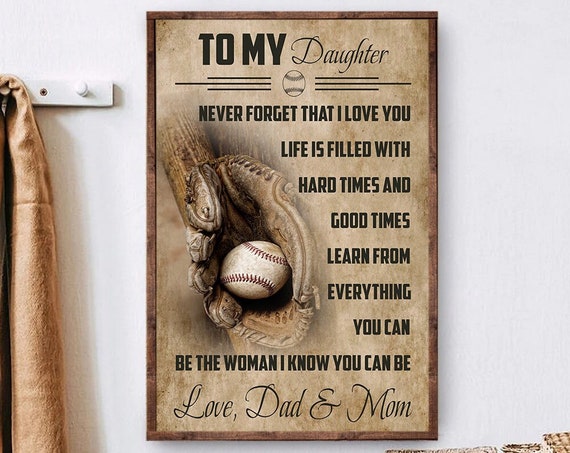 To My Daughter Baseball Gift Wall Art From Dad Mom Classic Baseball Poster Art Decor Baseball Lover Gift For Daughter Birthday