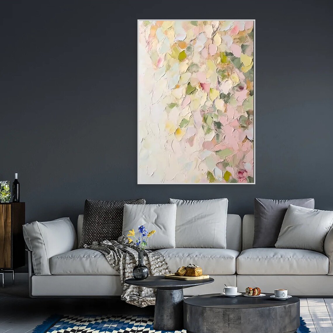 Colorful Floral Abstract Art Print, Textured Wall Art - Image 2