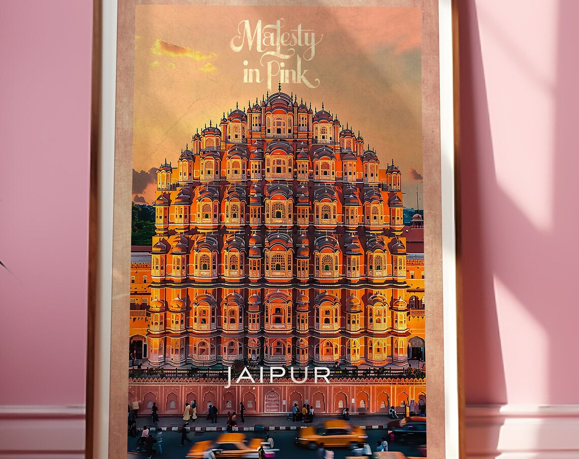Jaipur Hawa Mahal Majesty in Pink Palace India Travel Poster