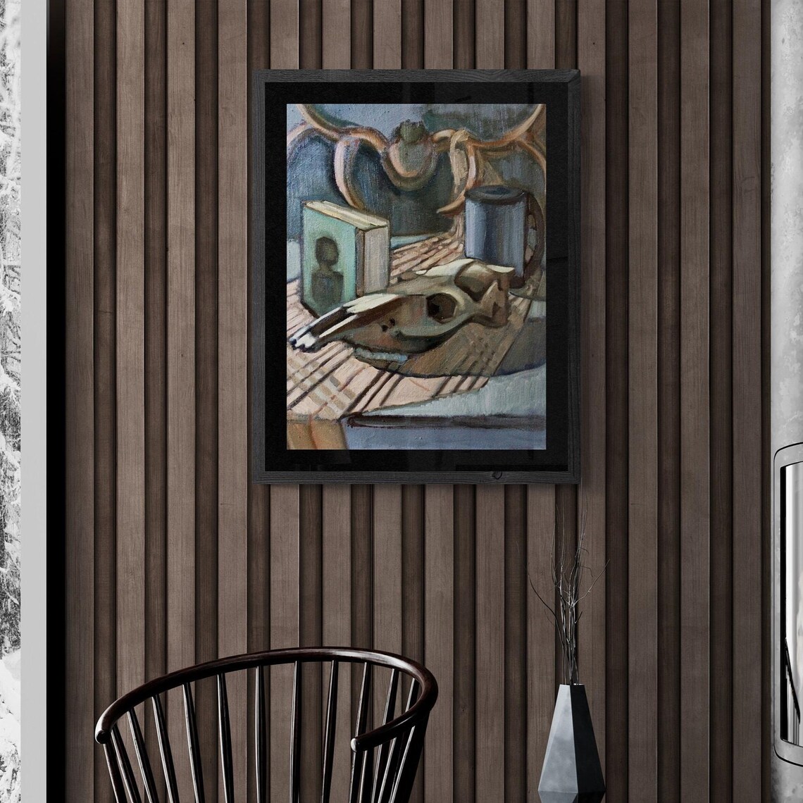 Impressionist Still Life Animal Skull Books Teapot Art Poster