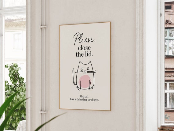 Funny Cat Bathroom Art Print, Guest Bath Decor