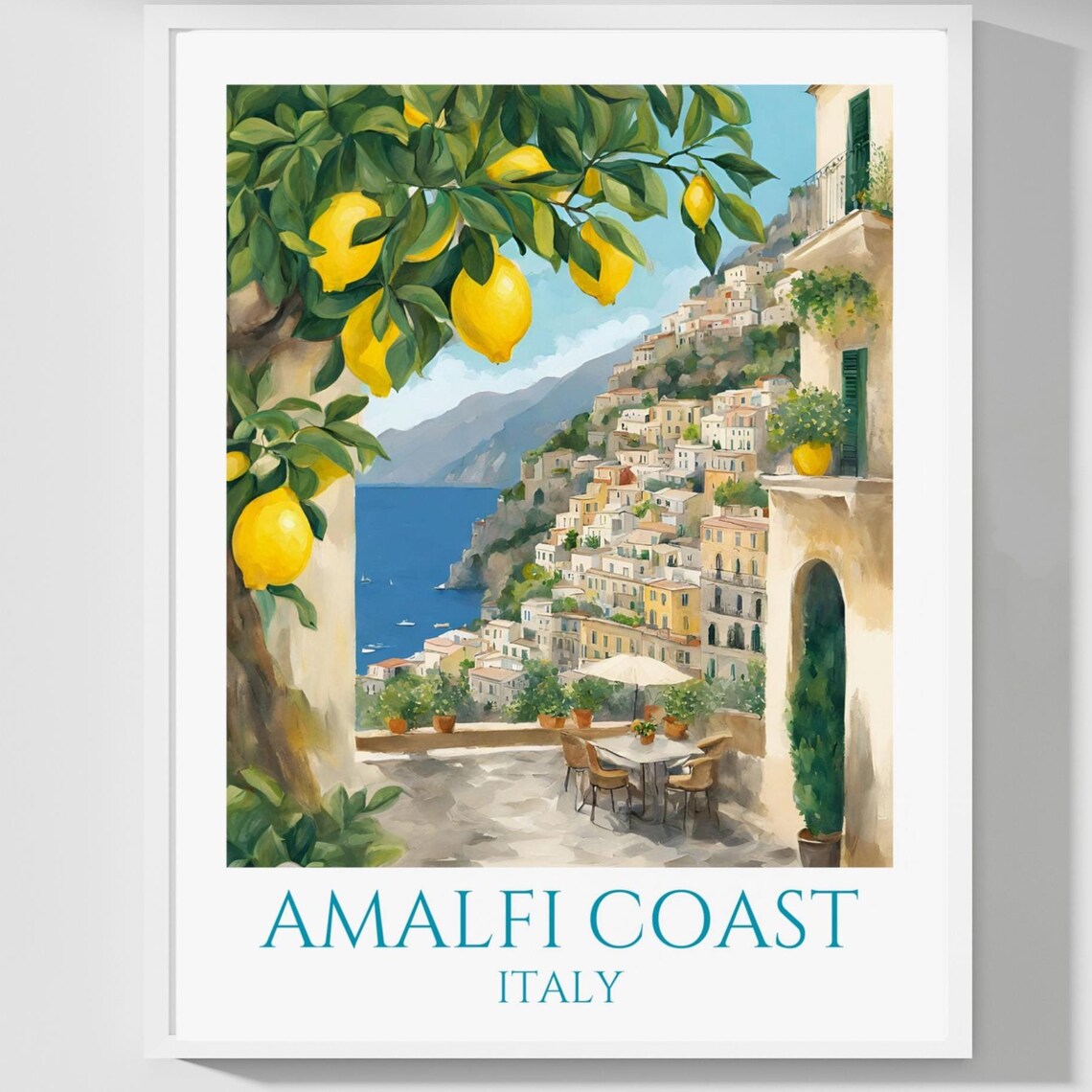 Amalfi Coast Travel Poster, Italian Wall Art Print