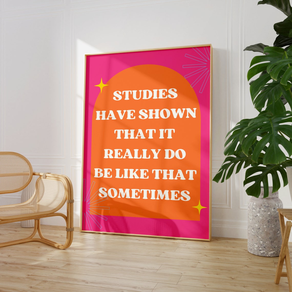 Studies Have Shown Funny Pink Orange Quote Retro Dorm Art Poster - Image 3