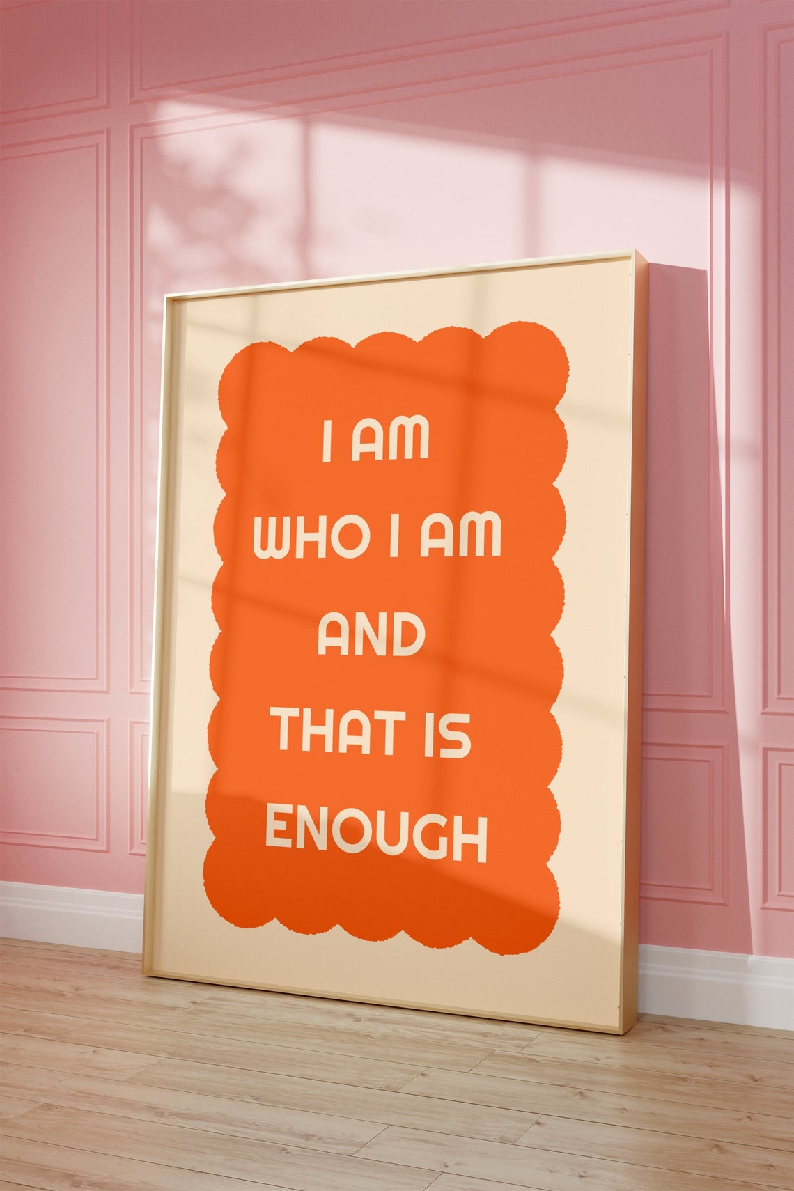 I Am Who I Am And That Is Enough Orange Retro Affirmation Wall Poster - Image 2