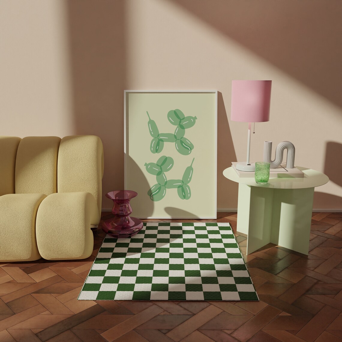 Green Balloon Dog Print, Retro Eclectic Dorm Decor - Image 2