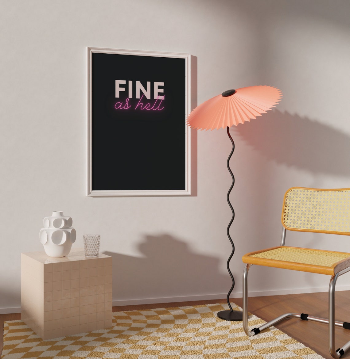 Fine As Hell Bold Black Pink Neon Script Confidence Quote Poster - Image 2