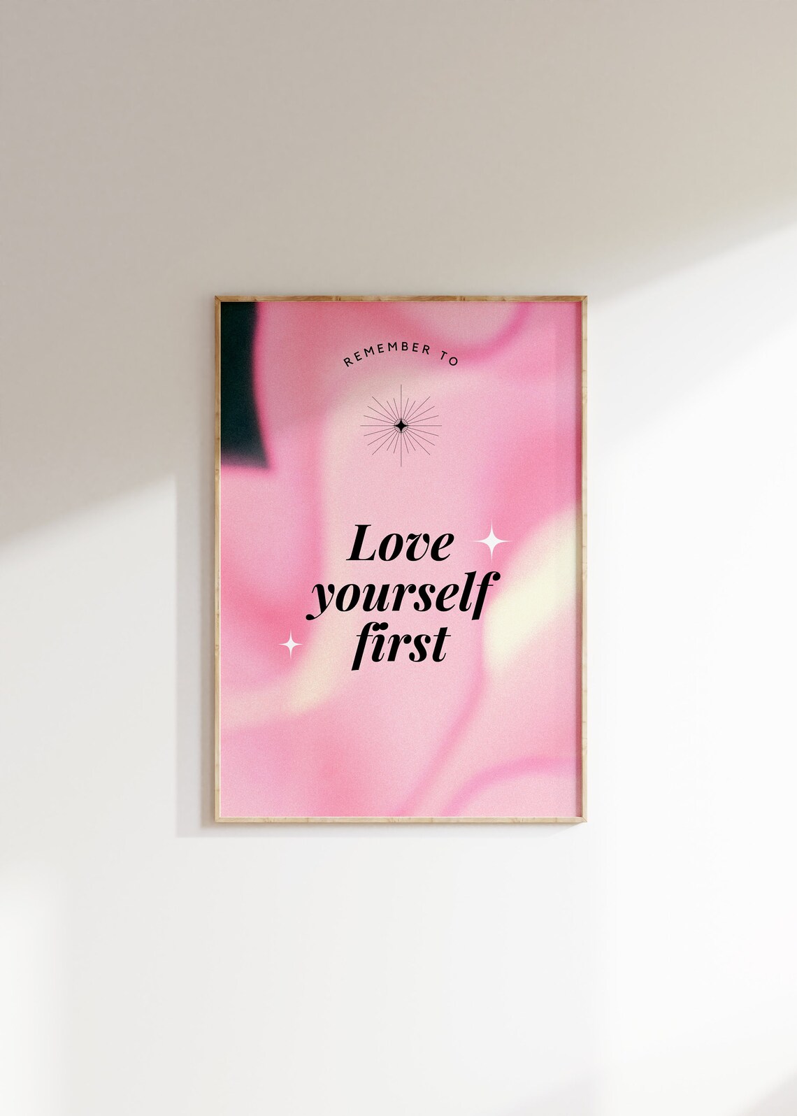 Love Yourself First Pink Swirl Self Love Feminist Quote Print