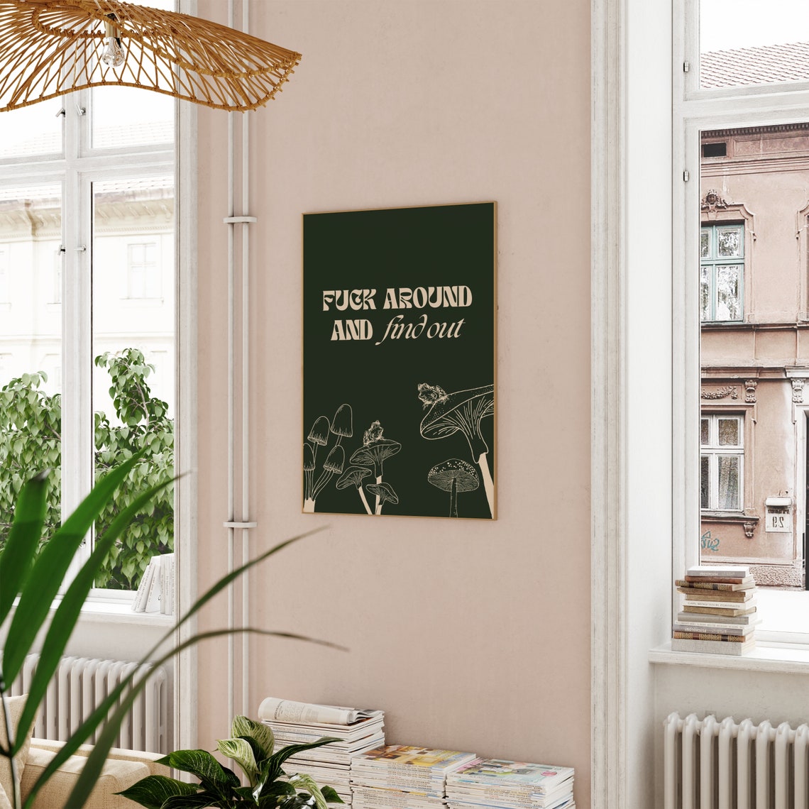 Find Out Funny Frog Mushroom Retro Teal Cottagecore Quote Poster - Image 3