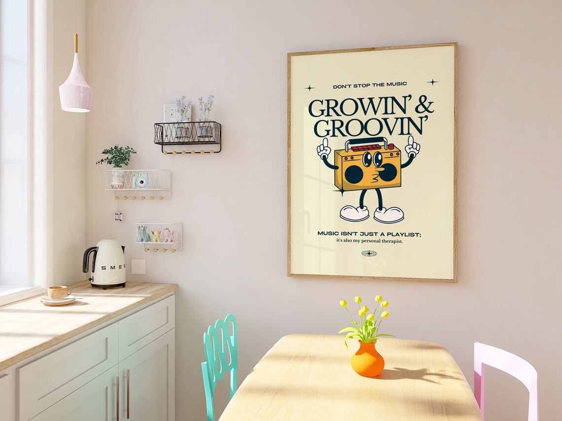 Retro Music Poster, Vintage Radio Record Player - Image 2