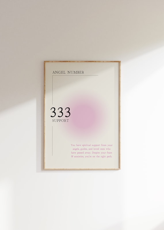 Angel Number 333 Support Minimalist Pink Aura Spiritual Print