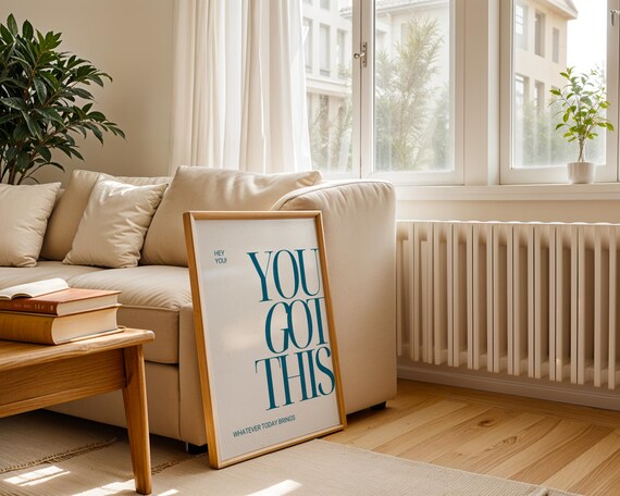 You Got This Poster Classic Positive Quote Retro Print Trendy Motivational Wall Art Inspirational Prints Pretty White Blue