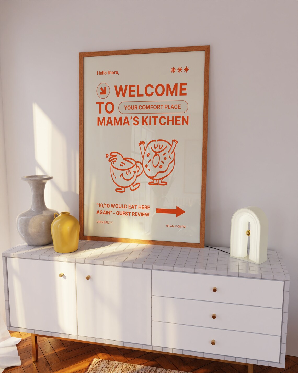 Funny Welcome To Mama's Kitchen Retro Comfort Place Cafe Poster - Image 3