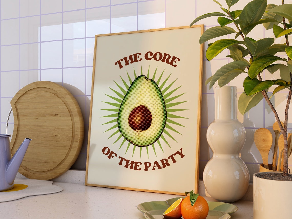 The Core Of The Party Avocado Retro Kitchen Food Wall Poster - Image 2