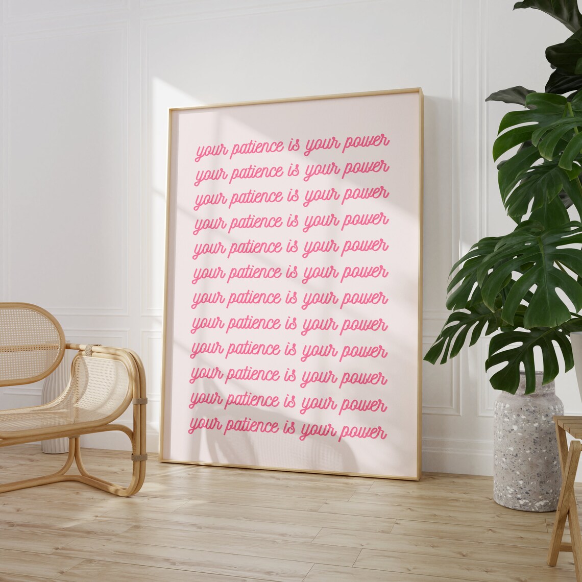Your Patience Is Your Power Pink Retro Script Repeat Quote Poster - Image 2